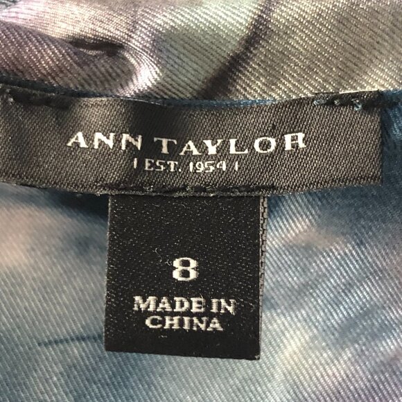 ANN TAYLOR 100% Silk Watercolor Ruffled Sleeveless Blouse - Picture 4 of 10